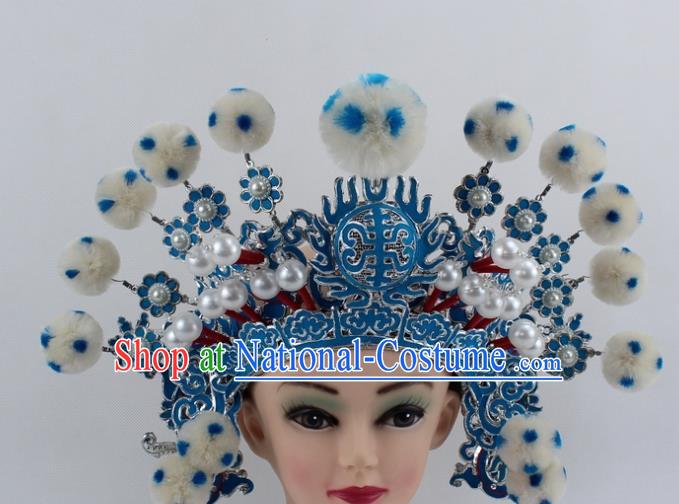 Chinese Traditional Peking Opera Takefu White Venonat Helmet Ancient Warriors Hat for Men