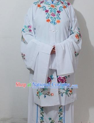 Chinese Traditional Peking Opera Actress White Costumes Ancient Nobility Lady Embroidered Dress for Women