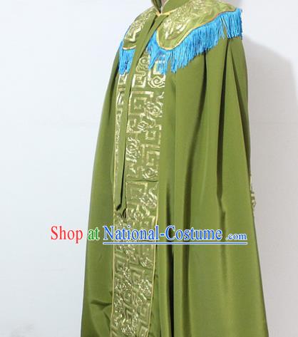 Chinese Traditional Peking Opera Old Lady Costumes Ancient Female General Embroidered Green Cloak for Women