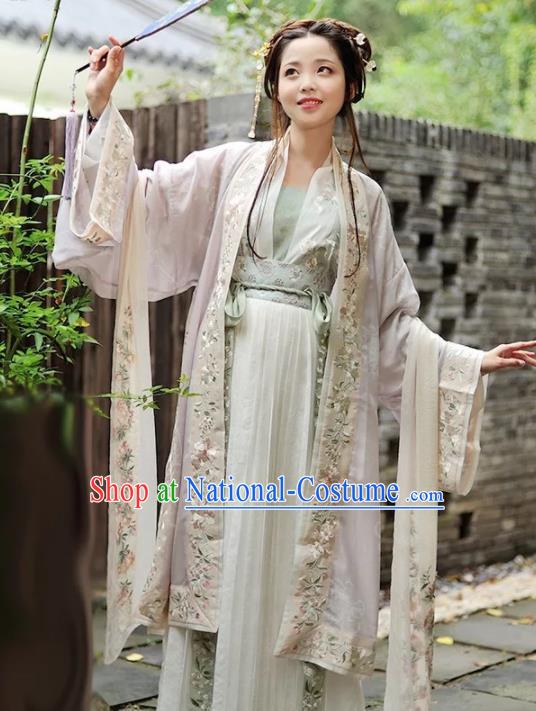 Chinese Ancient Song Dynasty Nobility Lady Embroidered Costumes Traditional Coquette Hanfu Dress for Women