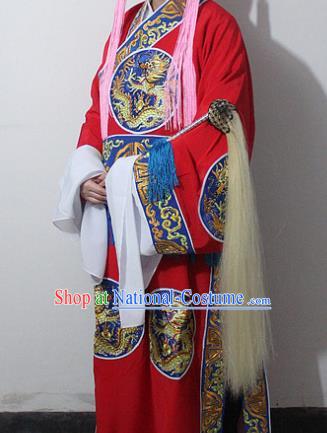 Chinese Traditional Peking Opera Court Eunuch Red Embroidered Robe Ancient Costumes for Men