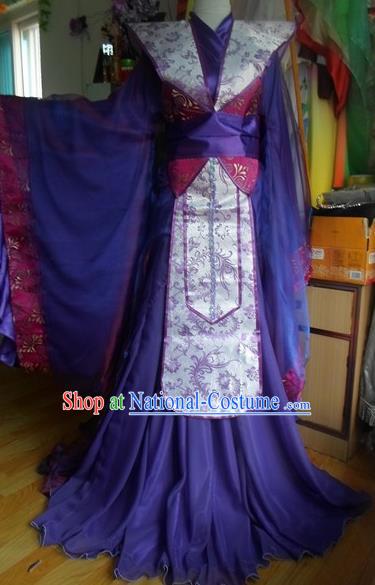 Traditional Chinese Han Dynasty Classical Dance Costumes Ancient Princess Purple Hanfu Dress for Women