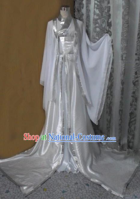 Traditional Chinese Han Dynasty Classical Dance Costumes Ancient Imperial Consort White Hanfu Dress for Women