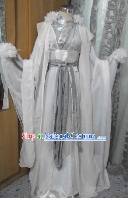 Traditional Chinese Han Dynasty Classical Dance Costumes Ancient Princess White Hanfu Dress for Women