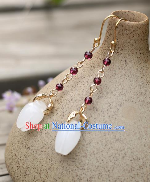 Chinese Traditional Jade Jewelry Accessories Ancient Hanfu Earrings for Women