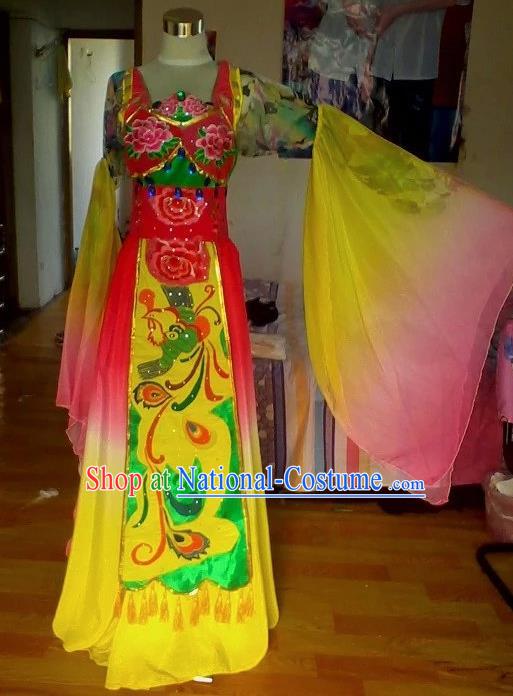 Traditional Chinese Classical Dance Embroidered Costumes Ancient Peri Princess Hanfu Dress for Women