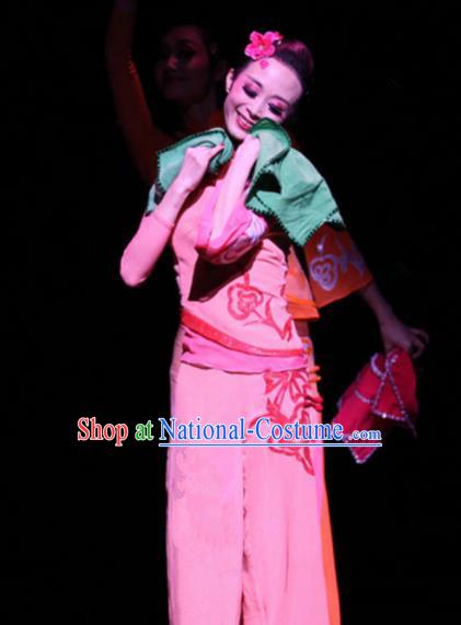 Chinese Traditional Classical Dance Costumes Folk Dance Pink Clothing for Women