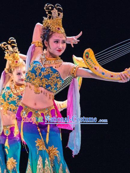 Chinese Traditional Classical Lute Dance Costumes Folk Dance Dress for Women