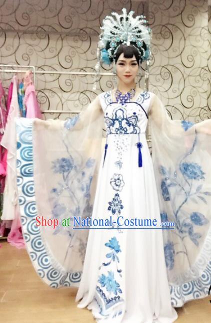 Chinese Traditional Classical Dance Costume Ancient Tang Dynasty Imperial Consort Embroidered Dress for Women