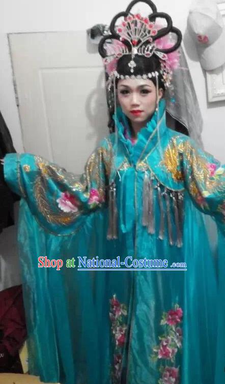 Traditional Chinese Tang Dynasty Costume Ancient Imperial Consort Embroidered Blue Hanfu Dress for Women