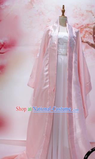 Traditional Chinese Tang Dynasty Historical Costumes Ancient Empress Embroidered Pink Hanfu Dress for Women