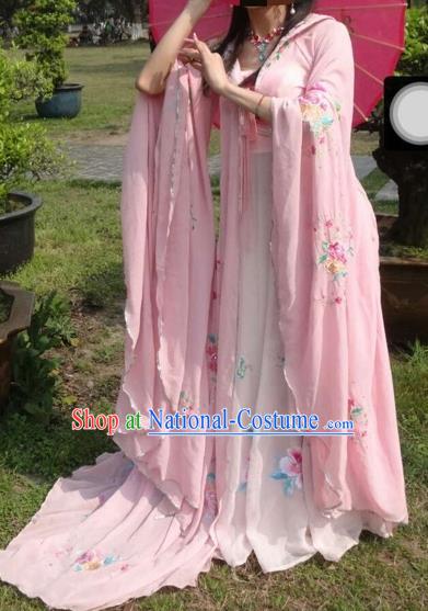 Traditional Chinese Ancient Fairy Embroidered Pink Hanfu Dress Tang Dynasty Imperial Consort Historical Costumes for Women