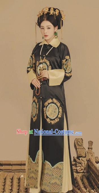 Traditional Chinese Ancient Qing Dynasty Manchu Empress Embroidered Costumes for Women