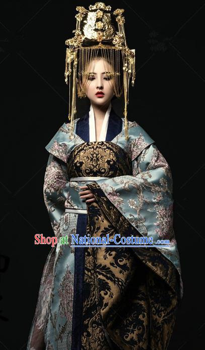 Traditional Chinese Tang Dynasty Palace Lady Costumes Ancient Empress Dress and Headpiece for Women