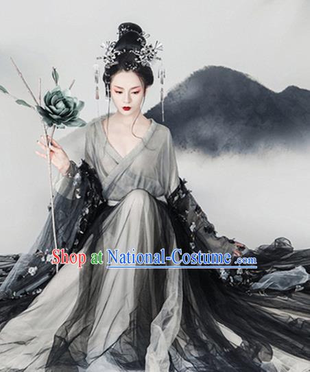 Traditional Chinese Tang Dynasty Imperial Consort Costumes Ancient Fairy Dress and Headpiece for Women