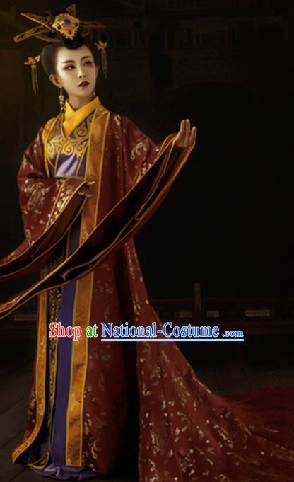 Traditional Chinese Ancient Imperial Empress Queen Costumes and Headpiece for Women