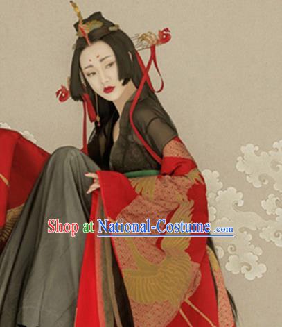 Traditional Chinese Ancient Qin Dynasty Queen Costumes and Headpiece for Women