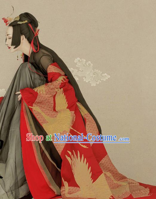 Chinese Ancient Palace Lady Hanfu Han Dynasty Imperial Concubine Queen Embroidered Historical Costumes