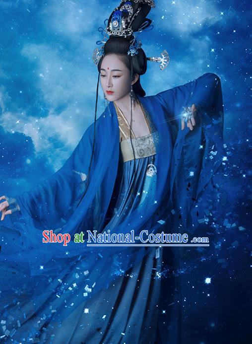 Traditional Chinese Ancient Tang Dynasty Imperial Concubine Costumes and Headpiece Complete Set for Women