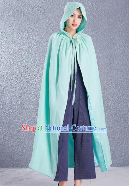 Traditional Chinese Ancient Costumes Hanfu Green Cloak for Women