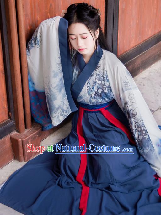 Chinese Ancient Palace Lady Hanfu Han Dynasty Imperial Concubine Queen Embroidered Historical Costumes