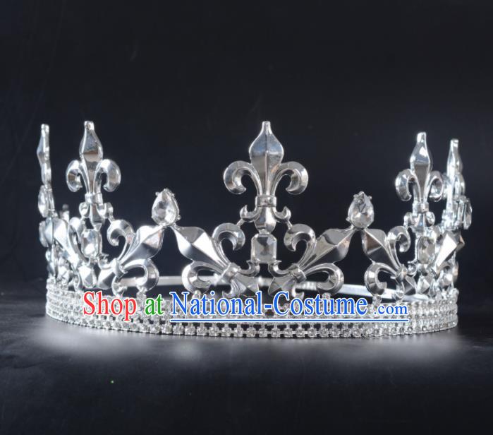 Baroque Style Hair Accessories Queen Crystal Argent Royal Crown for Women