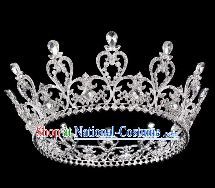 Baroque Wind Hair Accessories Princess Retro Crystal Argent Royal Crown for Women