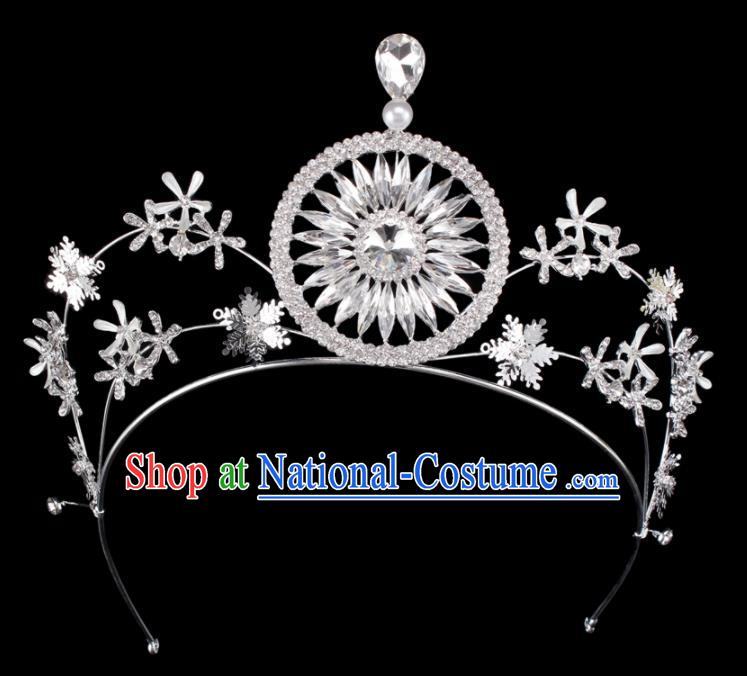 Baroque Wind Hair Accessories Bride Retro Crystal Argent Royal Crown for Women