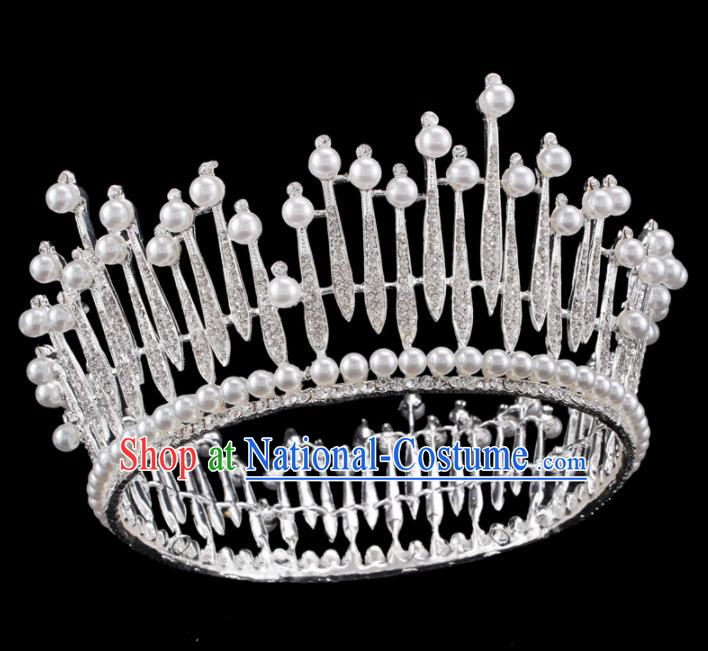 Baroque Wind Hair Accessories Bride Retro Crystal Pearls Royal Crown for Women