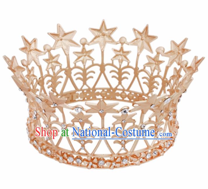 Baroque Wind Retro Hair Accessories Bride Round Golden Royal Crown for Women