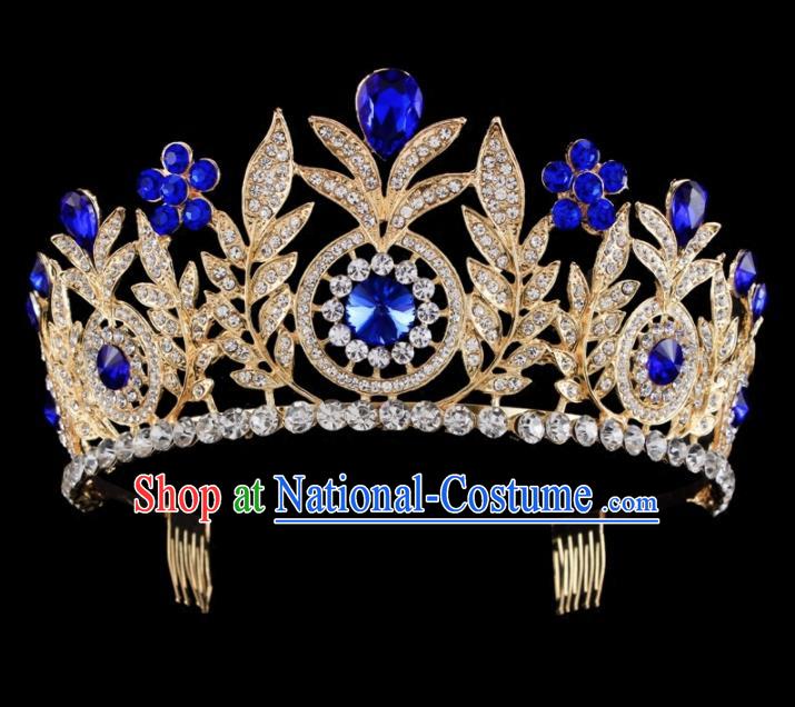 Top Grade Baroque Wind Retro Hair Accessories Bride Crystal Golden Royal Crown for Women