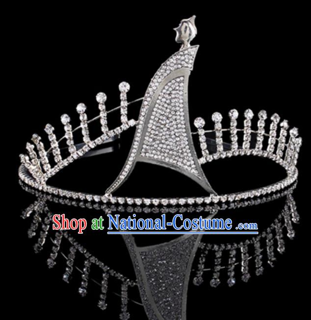 Top Grade Baroque Queen Crystal Royal Crown Bride Retro Wedding Hair Accessories for Women