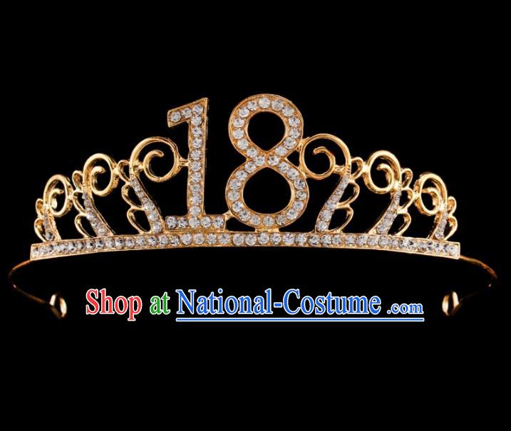 Baroque Wind Retro Hair Accessories Bride Rhinestone Royal Crown Golden Hair Clasp for Women