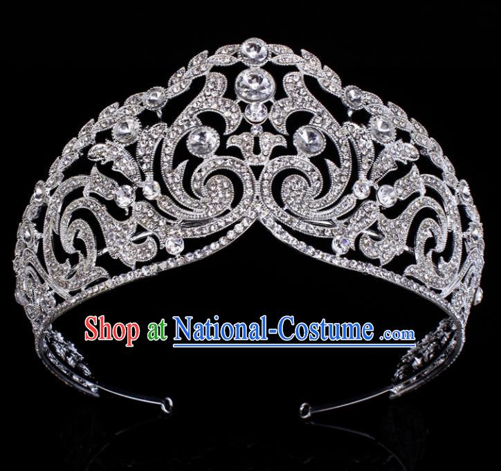 Top Grade Baroque Crystal Royal Crown Bride Retro Wedding Hair Accessories for Women