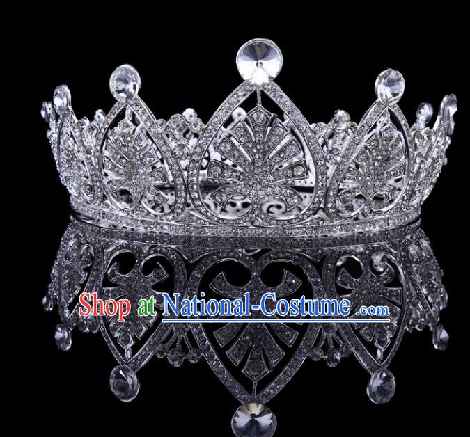 Top Grade Baroque Style Crystal Royal Crown Bride Retro Wedding Hair Accessories for Women