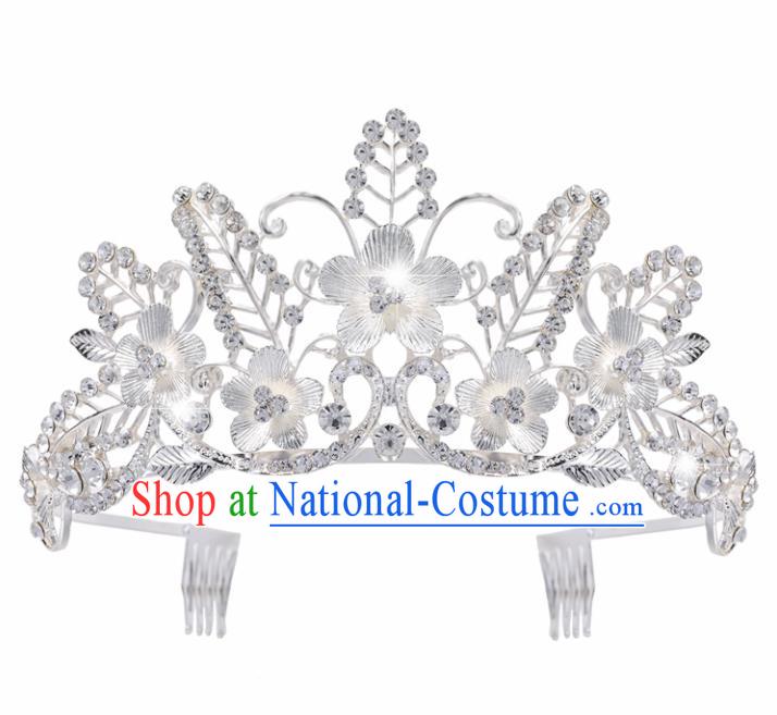 Top Grade Baroque Style Flowers Royal Crown Bride Retro Wedding Hair Accessories for Women