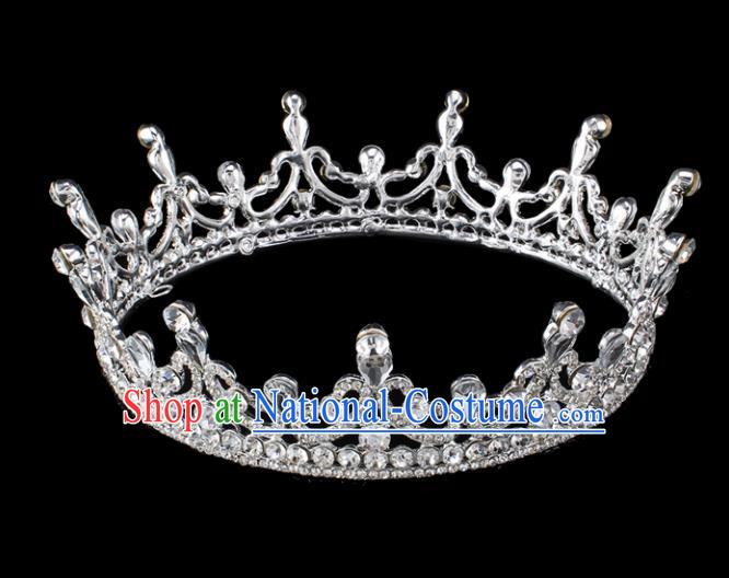 Top Grade Baroque Style Handmade Royal Crown Bride Retro Wedding Hair Accessories for Women