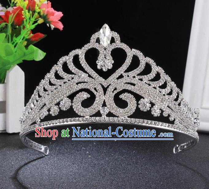 Handmade Wedding Bride Rhinestone Hair Accessories Baroque Queen Retro Crystal Royal Crown for Women