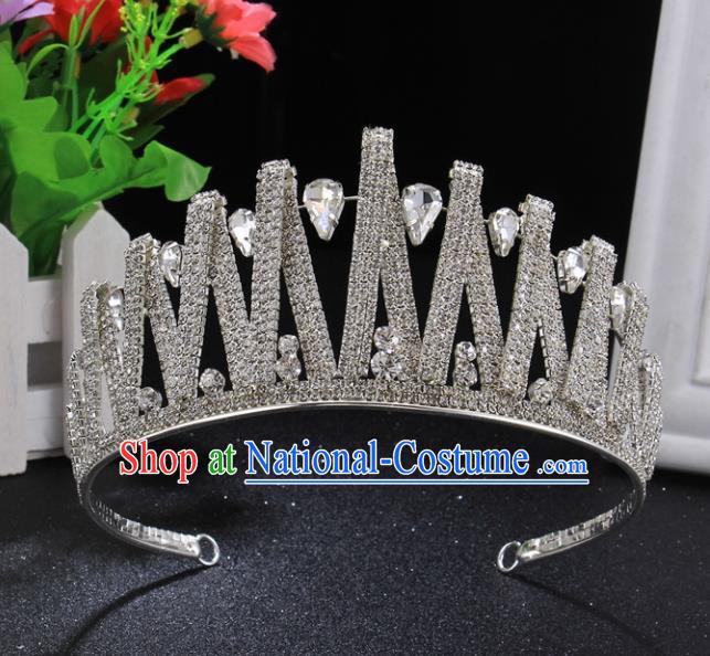 Handmade Wedding Bride Rhinestone Hair Accessories Baroque Princess Retro Crystal Royal Crown for Women