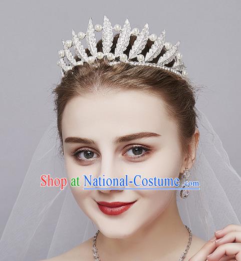 Top Grade Wedding Bride Hair Accessories Baroque Princess Retro Pearls Royal Crown for Women