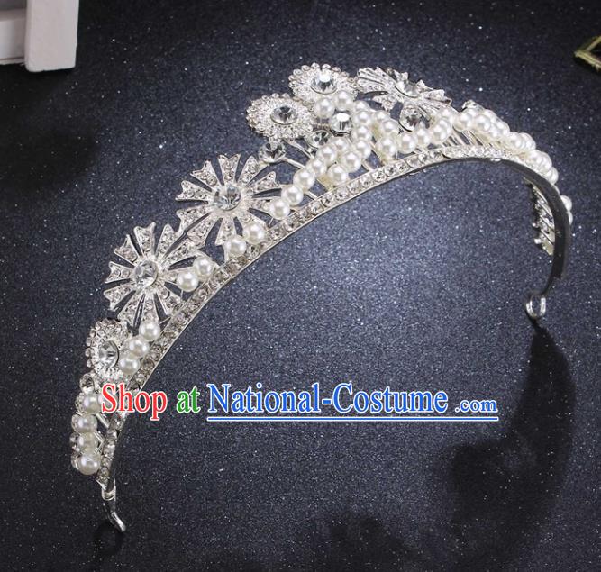 Top Grade Wedding Bride Pearls Hair Accessories Baroque Princess Retro Royal Crown for Women