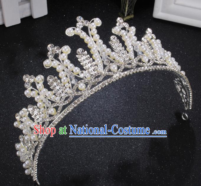 Top Grade Pearls Royal Crown Baroque Princess Retro Wedding Bride Hair Accessories for Women