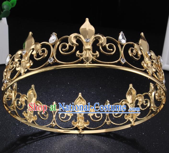 Top Grade Golden Royal Crown Baroque Princess Retro Wedding Bride Hair Accessories for Women