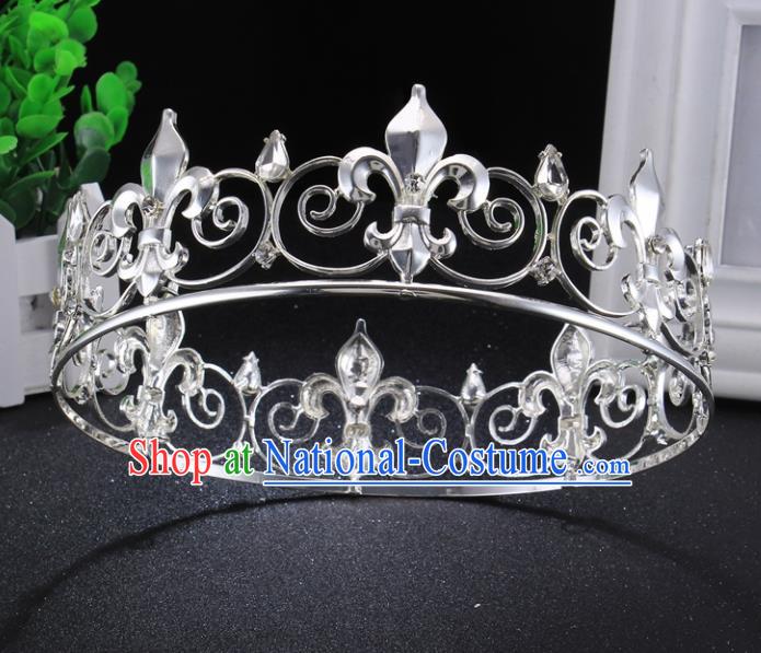 Top Grade Argent Royal Crown Baroque Princess Retro Wedding Bride Hair Accessories for Women