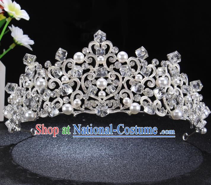 Top Grade Pearls Royal Crown Baroque Princess Retro Wedding Bride Hair Accessories for Women