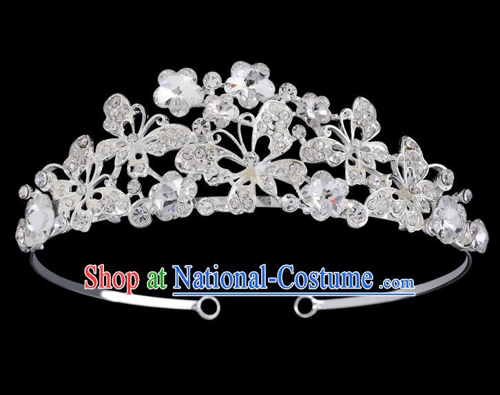 Handmade Top Grade Baroque Crystal Butterfly Hair Clasp Royal Crown Bride Retro Wedding Hair Accessories for Women