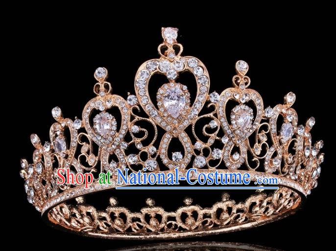 Top Grade Retro Golden Royal Crown Baroque Queen Wedding Bride Hair Accessories for Women