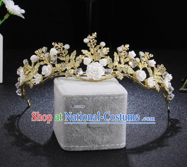 Top Grade Retro Princess Flowers Royal Crown Baroque Wedding Bride Hair Accessories for Women