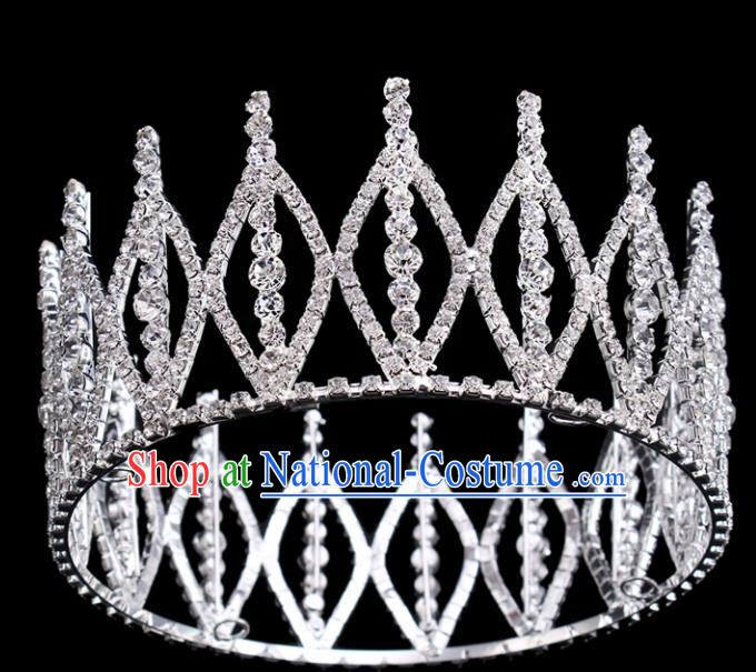 Top Grade Princess Round Royal Crown Retro Baroque Wedding Bride Hair Accessories for Women