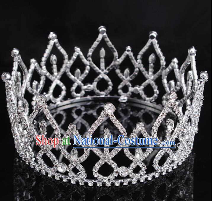 Top Grade Queen Round Royal Crown Retro Baroque Wedding Bride Hair Accessories for Women